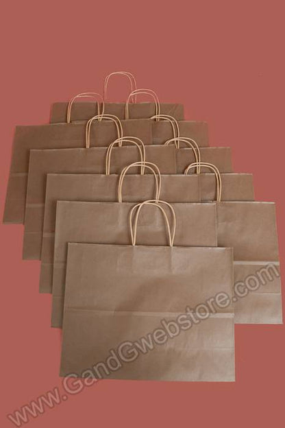 16" X 6" X 12" Vogue Kraft Shopping Bag Chocolate Pkg/10