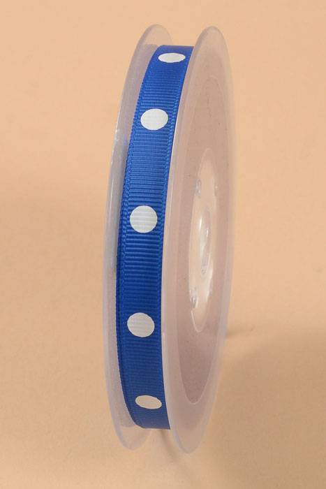 3/8" X 17yds Grosgrain Polka-dot Ribbon Electric Blue/white