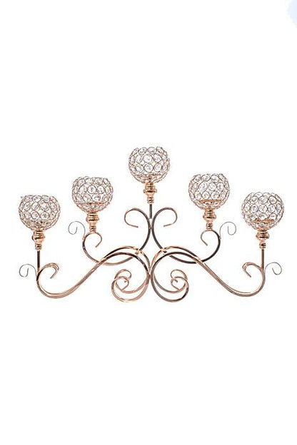 15.5" 5-light Candle Holder W/crystal Gold