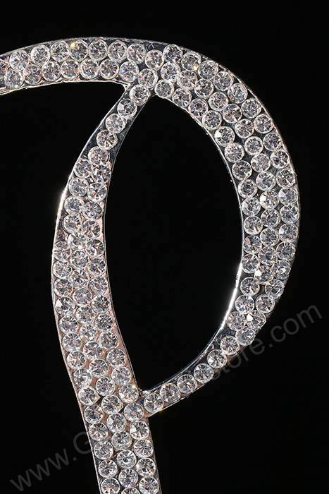 4.75" Rhinestone Letter "p" Cake Topper Silver
