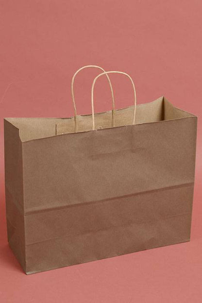16" X 6" X 12" Vogue Kraft Shopping Bag Chocolate Pkg/10