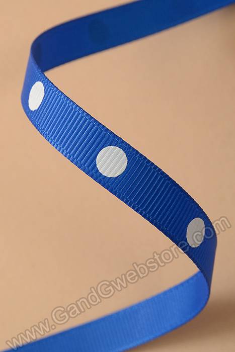 3/8" X 17yds Grosgrain Polka-dot Ribbon Electric Blue/white