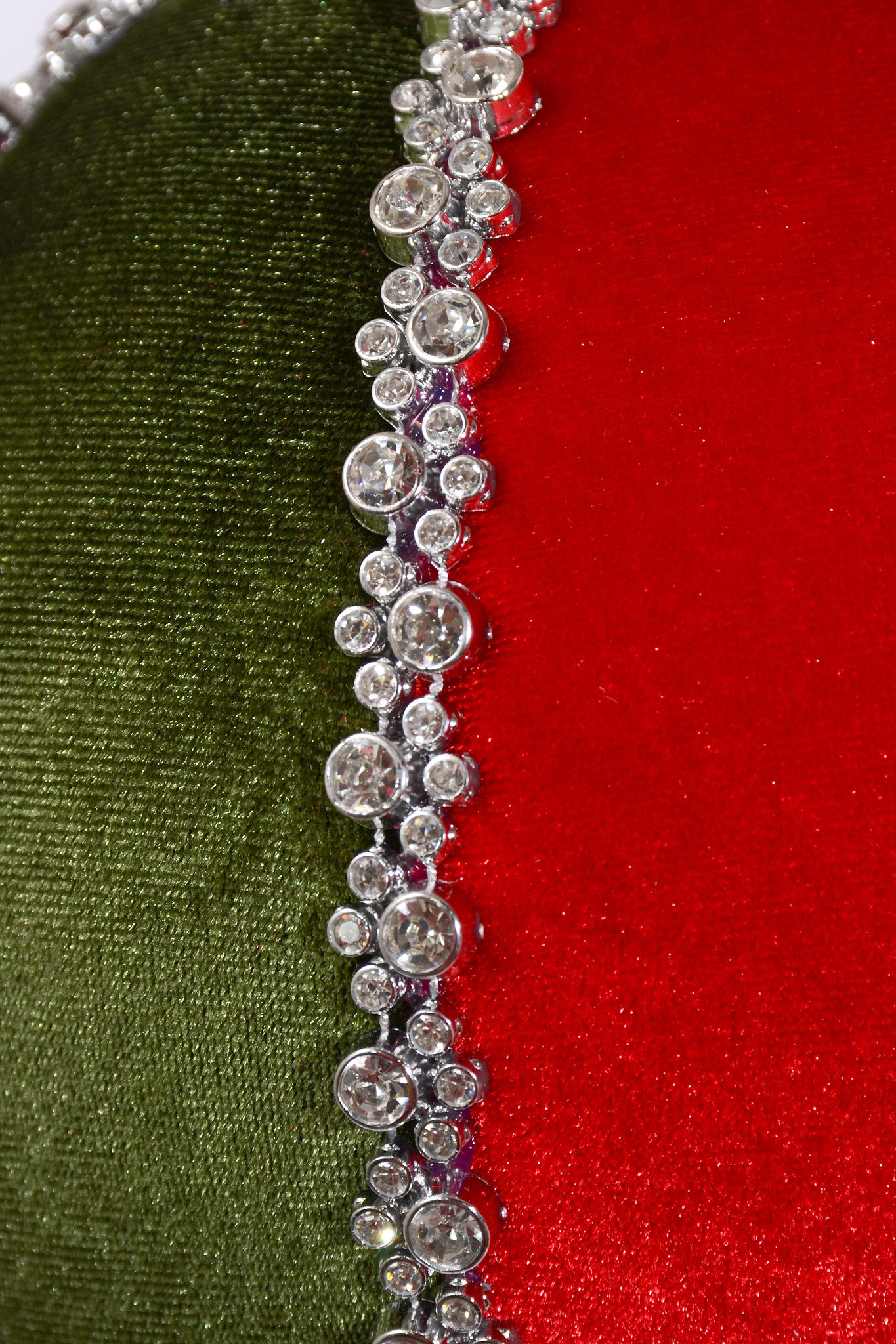 6" Diamond Velvet Ball Ornament Red/Green