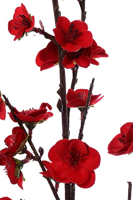 30" Silk Velvet Plum Blossom Spray Red