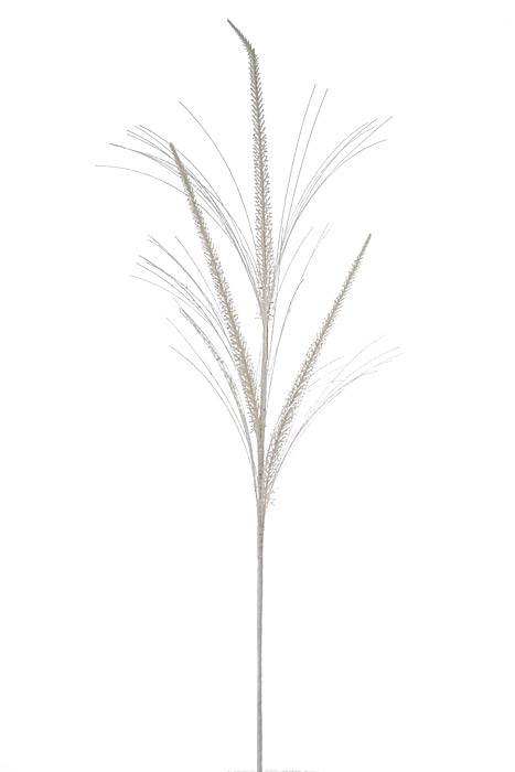 34" Glitter/mica Triple Spike Grass Spray White
