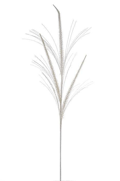 34" Glitter/mica Triple Spike Grass Spray White