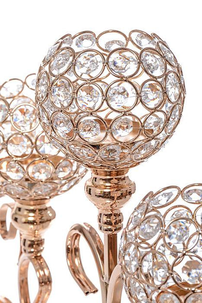 15.5" 5-light Candle Holder W/crystal Gold