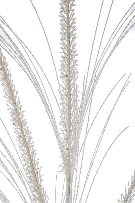 34" Glitter/mica Triple Spike Grass Spray White