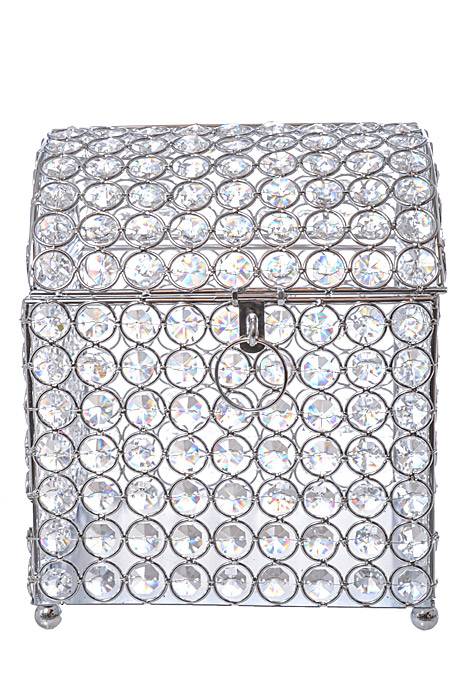 7.75" X 8.5" X 9.25" Crystal Card/money Box Silver