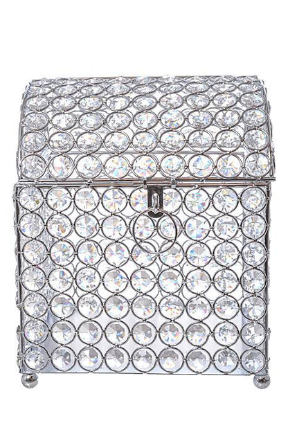 7.75" X 8.5" X 9.25" Crystal Card/money Box Silver