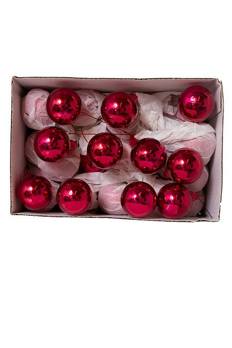 40mm Gloss Glass Ball Ornament Burgundy Pkg/48