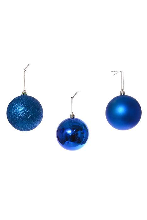 80mm Shiny/matte/glitter Plastic Ball Royal Blue Pkg/6