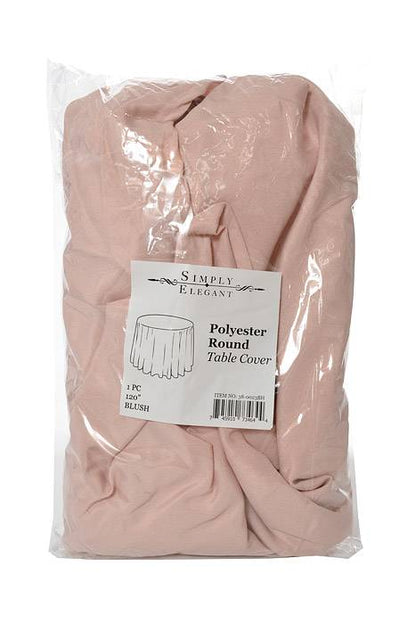 120" Round Polyester Table Cover Blush