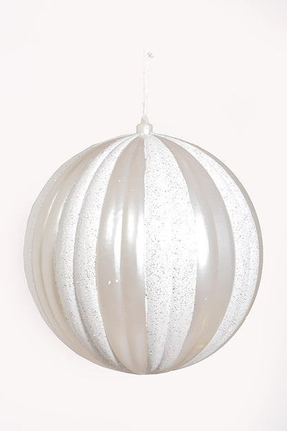 300Mm Stripe Ball W/Glitter White/Silver Iridescent