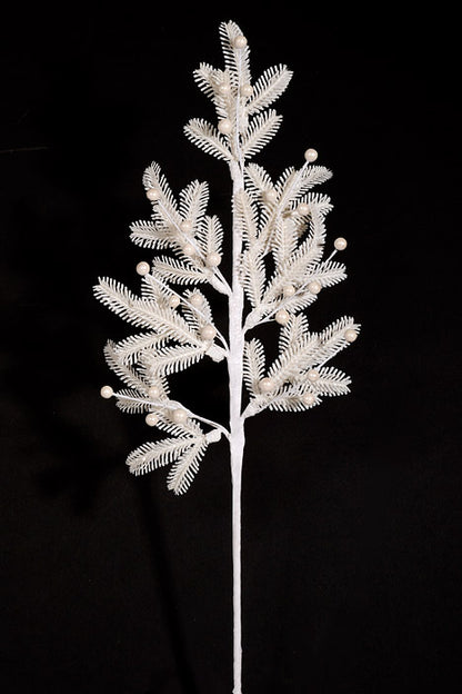 24" Feather With Berries Spray White