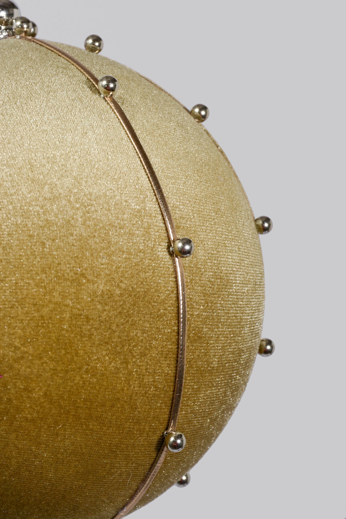 6" Bead Velvet Ball Ornament Taupe
