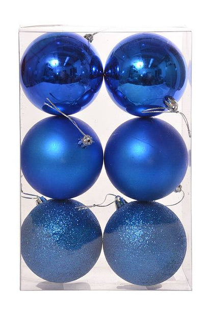 80mm Shiny/matte/glitter Plastic Ball Royal Blue Pkg/6