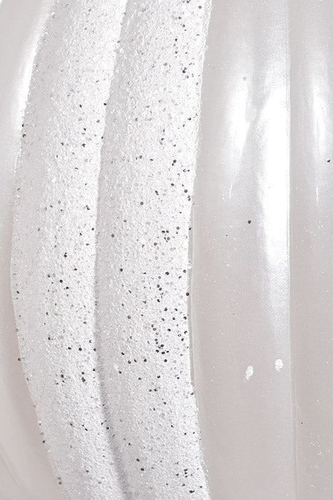 300Mm Stripe Ball W/Glitter White/Silver Iridescent