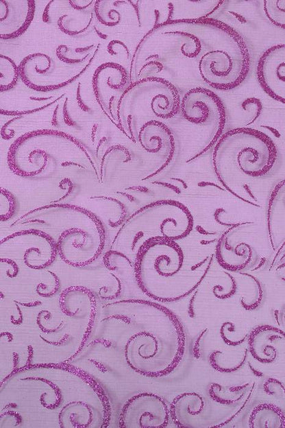 9" X 10ft Sparkle Swirl Organza Fuchsia Pkg/6