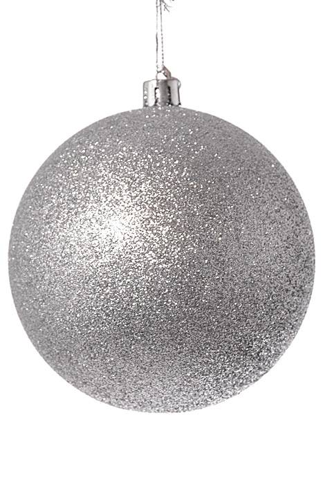 100mm Shiny/matte/glitter Plastic Ball Silver Pkg/6