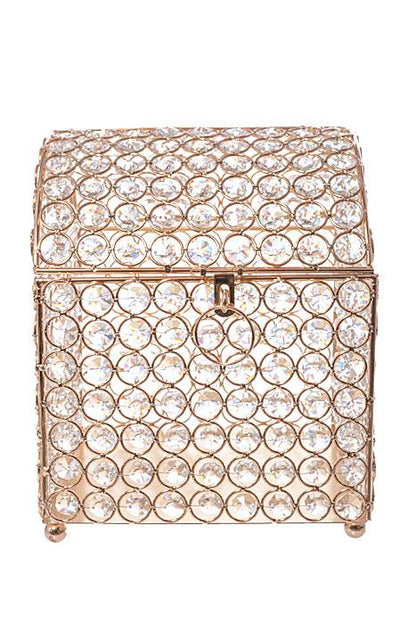 7.75" X 8.5" X 9.25" Crystal Card/money Box Gold