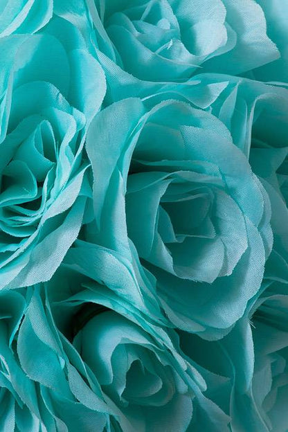 12" Rose Ball W/ribbon Aqua