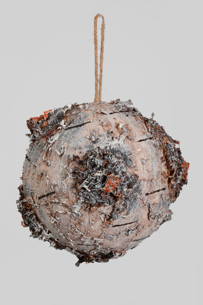 7" Foam Birch Ball Ornament Cream/Brown