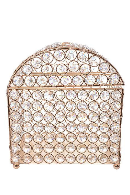 7.75" X 8.5" X 9.25" Crystal Card/money Box Gold