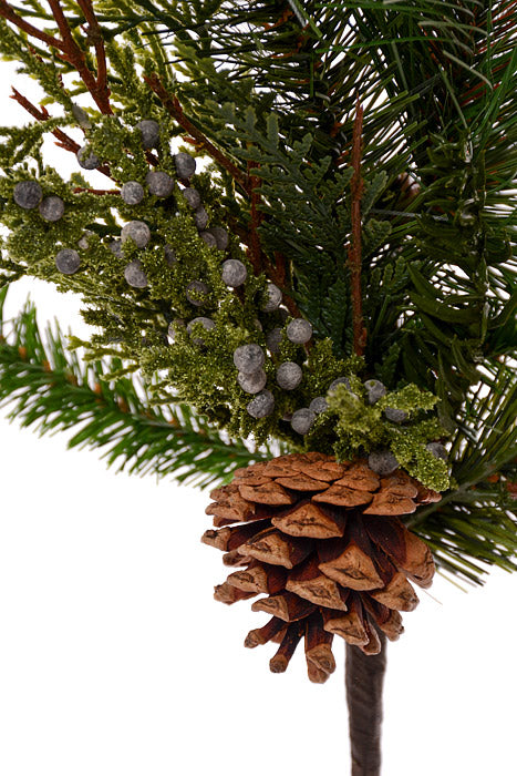 15" Juniper Berry Pine Cones Spray Green/Brown