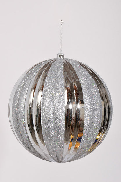 300Mm Stripe Ball W/Glitter Silver/Laser Silver