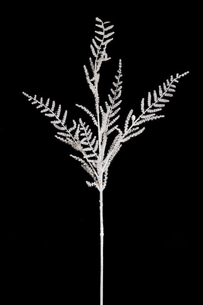 45" Lazer Glittered Pine Spray White