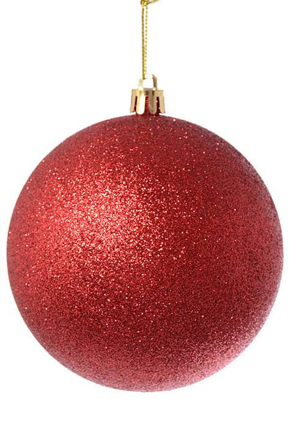 100mm Shiny/matte/glitter Plastic Ball Red Pkg/6