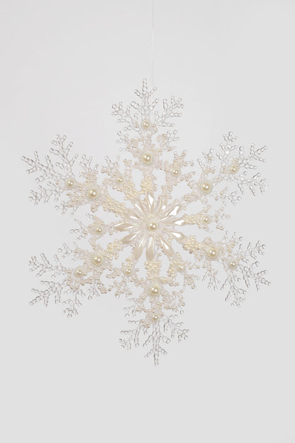12.5" Snowflake Ornament W/Pearls