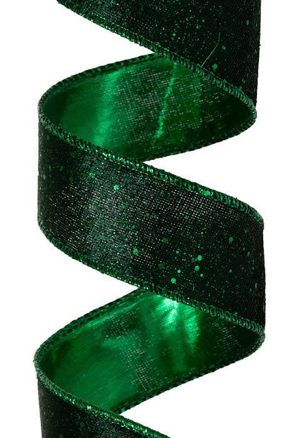 1.5" X 10 Yds  Glitter Lush Velvet Dark Green