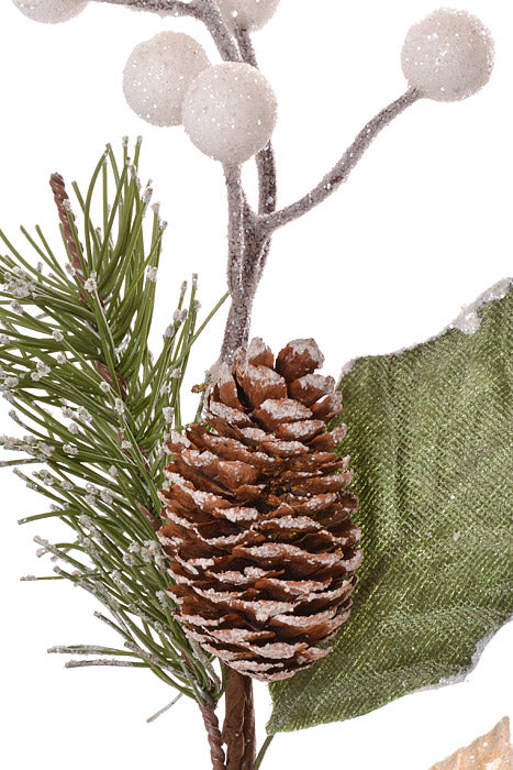 17" Poinsettia With Berry &amp; Pinecone Cream