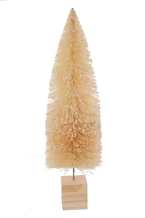 9" / 12" / 18" Nordic Tree On Wood Block Cream Set/3