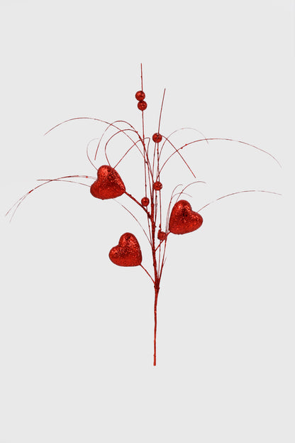 17" Glitter Heart W/Rain Spray Red