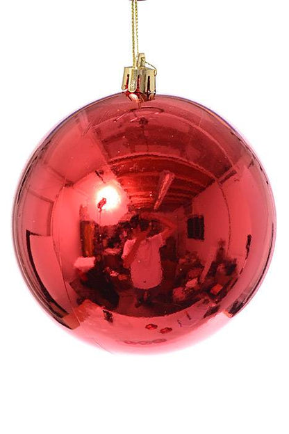 100mm Shiny/matte/glitter Plastic Ball Red Pkg/6