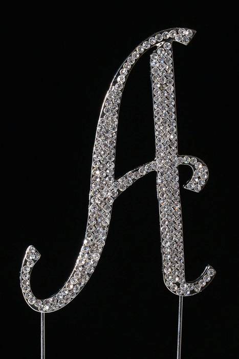 4.5" Rhinestone Letter "a" Cake Topper Silver