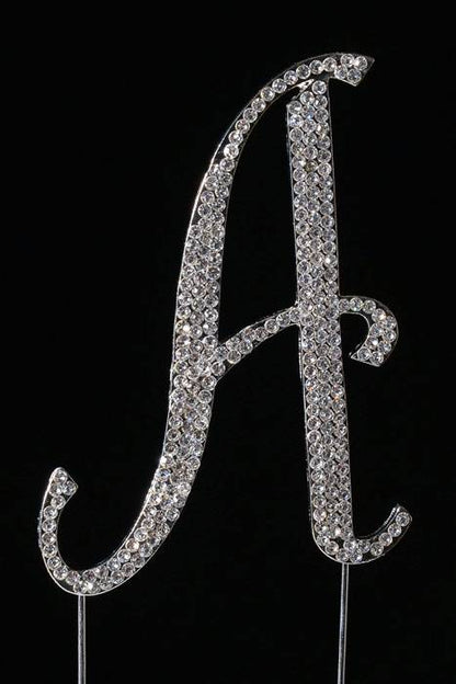 4.5" Rhinestone Letter "a" Cake Topper Silver