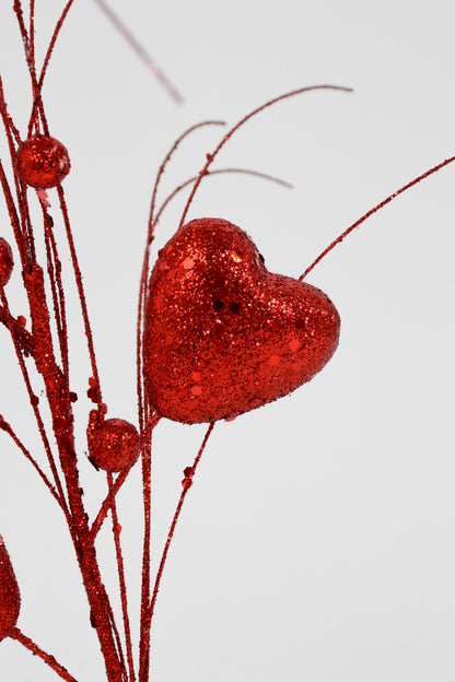 17" Glitter Heart W/Rain Spray Red
