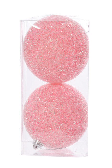 150Mm Sparkle Tinsel Ball Ornament Pink Pkg/2