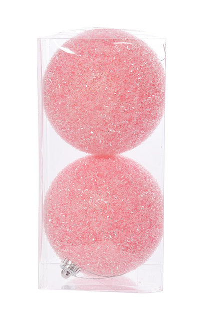 150Mm Sparkle Tinsel Ball Ornament Pink Pkg/2