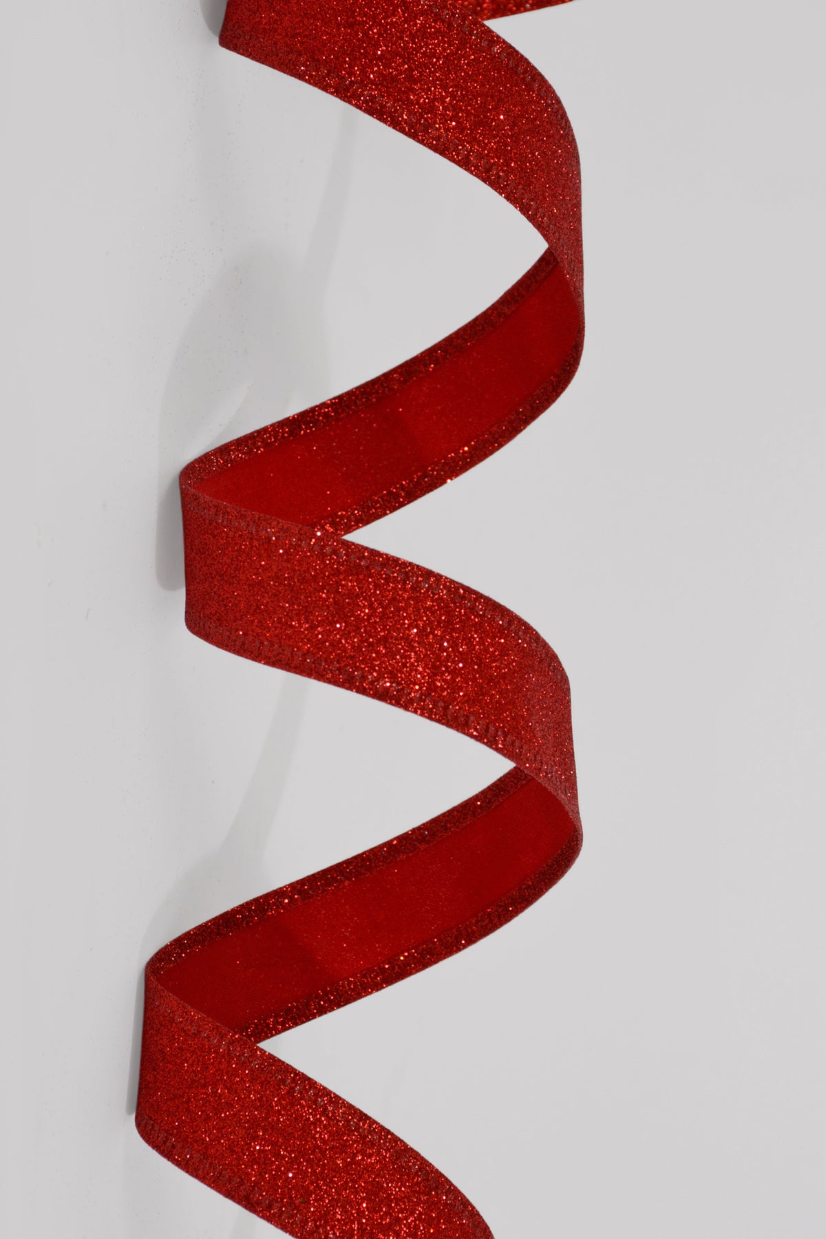 7/8" X 10Yds Wired All Flat Glitter Ribbon Red
