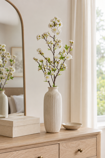 41.5" Silk Cherry Blossom Spray White