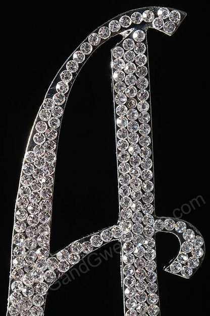 4.5" Rhinestone Letter "a" Cake Topper Silver