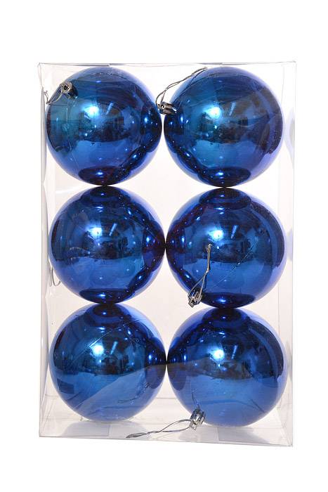 100mm Shiny Plastic Ball Royal Blue Pkg/6