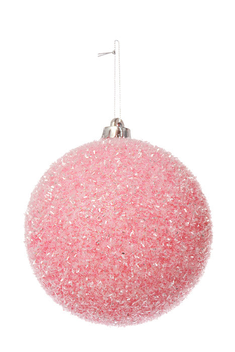 150Mm Sparkle Tinsel Ball Ornament Pink Pkg/2
