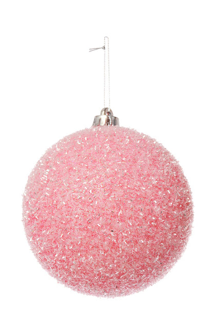 150Mm Sparkle Tinsel Ball Ornament Pink Pkg/2