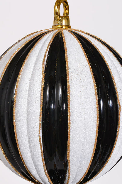 22" Finial W/Glitter Ornament Enamel Black/White/Gold